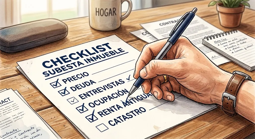 Una lista de cosas a confirmar antes de pujar