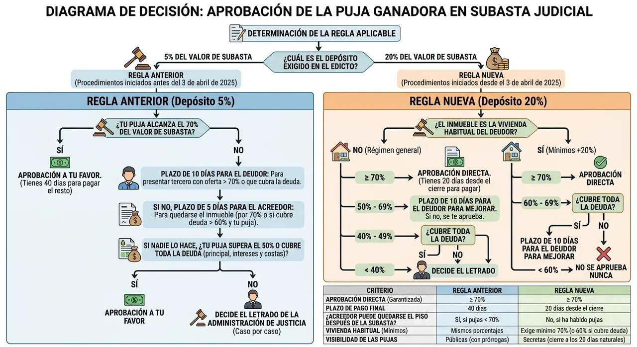Diagrama de como funciona la puja, remate etc